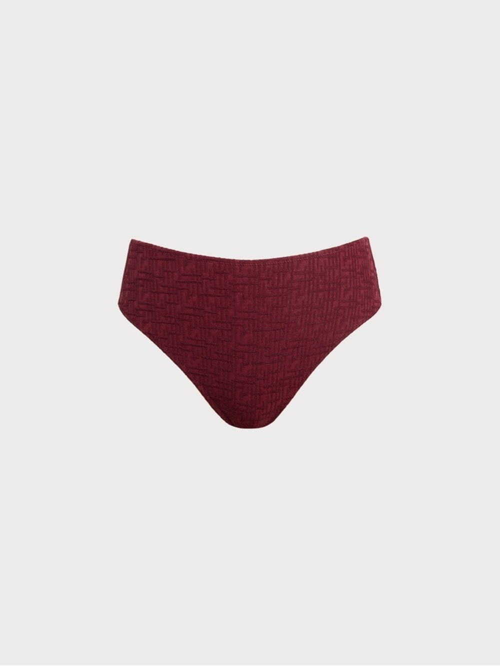 Textured Burgundy High-Waist Bikini Set - Women Swim — image 4 of 5